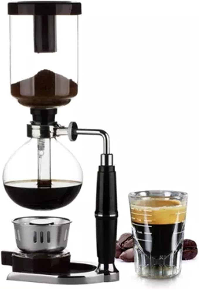 Hand Brewed Coffee Maker Siphon Type Stainless Steel Base Coffee Machine Borosilicate Glass Brewer Ideal for Home &amp Office