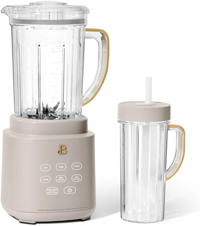 PowerExact Blender System with PrecisionSense Technology 700W Motor 50oz Tritan Jar 20oz Personal Cup Stainless Steel Blades (Porcini Taupe)