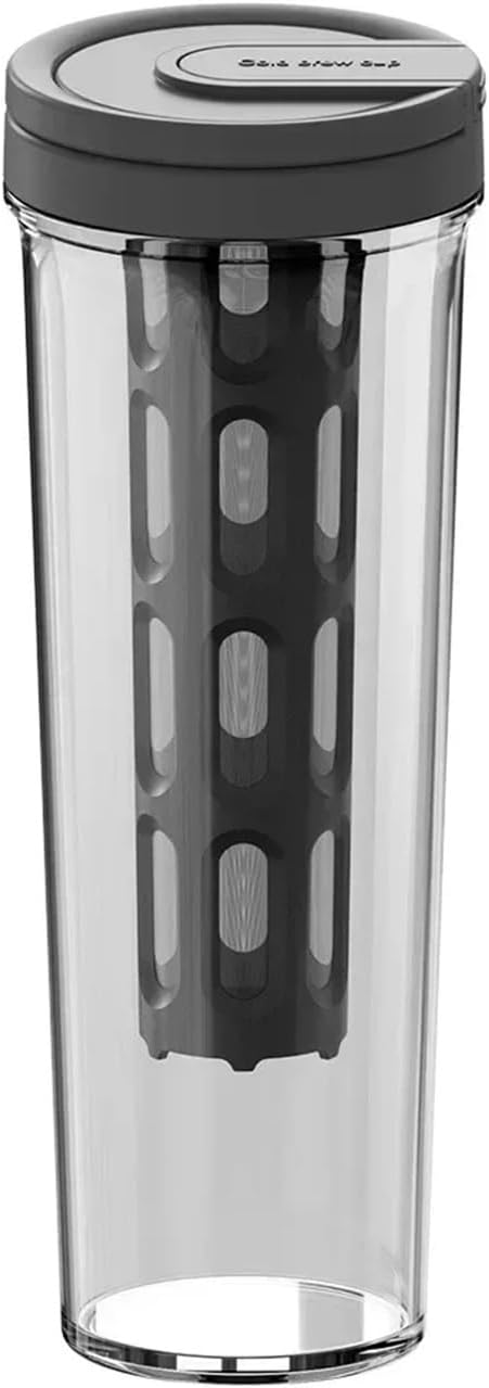 1L Manual Cold Brew Coffee Maker with Handle High-Capacity Water Bottle Summer Portable Juices Tea Fruit Coffeeware Pot(Black-1)