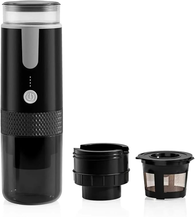 Portable Coffee Maker - Espresso Americano Latte - Black - 12 oz - 5V - Ground Beans &amp Capsules