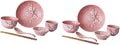 SMASOLO Japanese Ceramic Dinnerware Set 12-Piece Cutlery Kit Elegant Tableware Pink Handles Dishwasher Safe Suitable for Home Dining