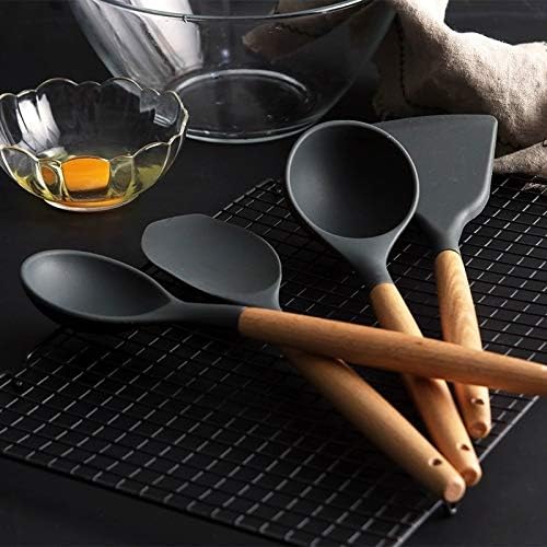 Silicone Wood Handle Spatula Heat-Resistant Soup Spoon Non-Stick Special Cooking Shovel Kitchen Tools Leak Shovel Cookware Set Cookware Picnic Boiler Cookware