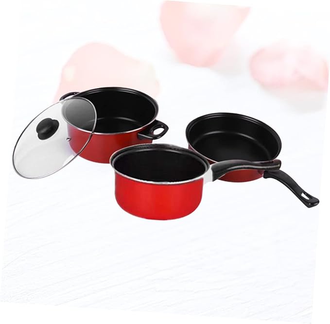Zerodeko 3Pcs Non Stick Cooking Pan Set Versatile Kitchen Utensils for Daily Use Includes Frying Pan Soup Pot and Milk Pan Cooking Accessories for Home Chefs