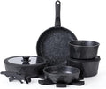 Pots and Pans Set Healthy Safe Ceramic Nonstick Kitchen Cookware with Soft Touch Removable Handle CookwareCream DiamondOne-Black Diamond-One
