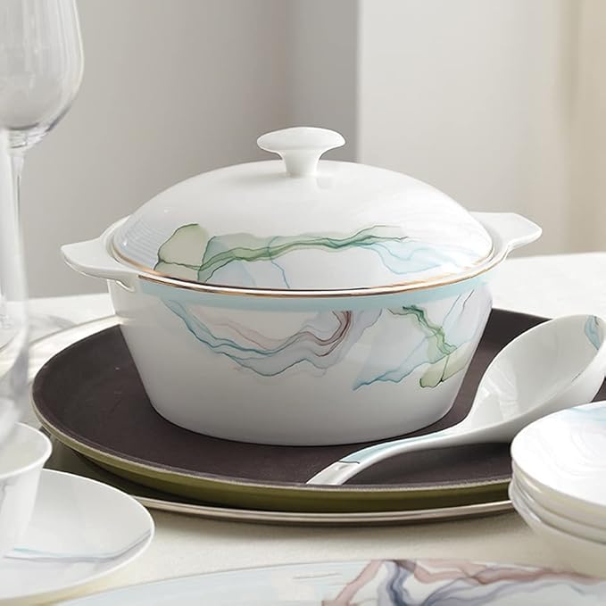Dinnerware Sets - Luxury Gift Dishes Service Set 30PCS Chinese Style Bone China Dinnerware Set Household Phnom Penh Ceramic Bowl Dishes Plate Service for 3