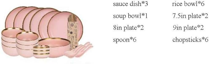 28 Pieces for 6 People Ceramic Pink Penh Dinner Set Matte Porcelain Tableware Housewarming Gift