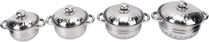 Kitchen Tools Stainless Steel Soup Pot Set 4Pcs Dual Handles Stockpot