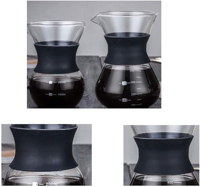 Liudan Coffee Maker Coffee Sharing Pot Household Instructions Coffee Pot Set Heat Resistant Glass Coffee Pot with Scale Coffee Filter Anti-Branding Pot 200 ml / 400 ml Coffee Press (Size : Small)