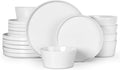 Herogo 18 Pieces Stoneware Dinnerware Dishes Set for 6 Dinner Plates and Bowls Sets Reactive Glaze Chip &amp Crack Resistant Microwave &amp Dishwasher Safe Speckled White