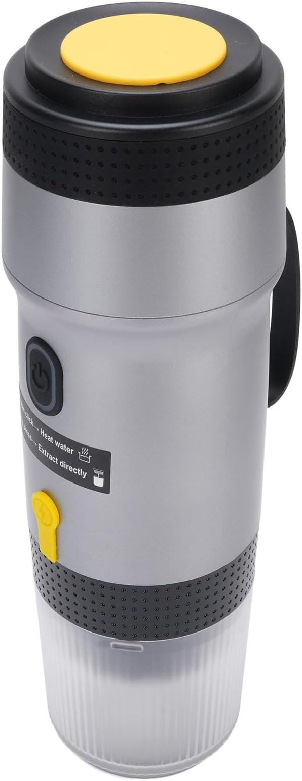 Portable Coffee Maker 304 Stainless Steel Automatic Small Capsule Coffee Maker for Outdoor Car Travel Camping Operating Rich Flavor Extraction Premium Material Ideal (Silver)