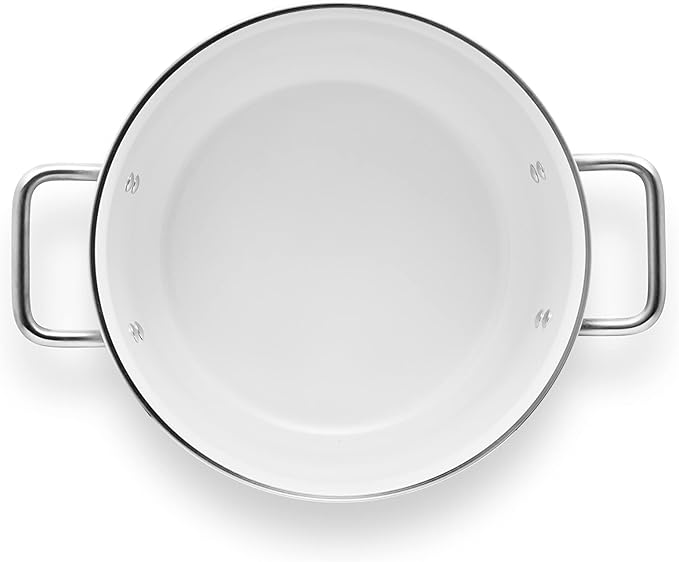 Eva Trio | White Line Pot Set 3 Pieces 1.8 L 2.5 L 3.8 L Ceramic Slip-Let® Non-Stick Coating A Pot Set That Covers Every Need for Daily Cooking | White