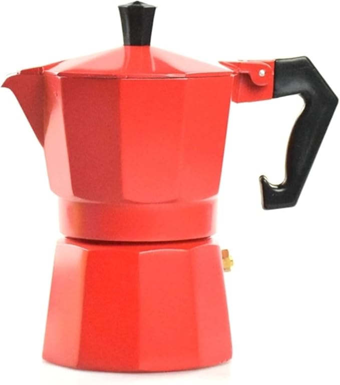 Red Percolator Coffee Pot 1-3 Cups Espresso Coffee Maker (120ML Stainless Steel Contemporary Style)