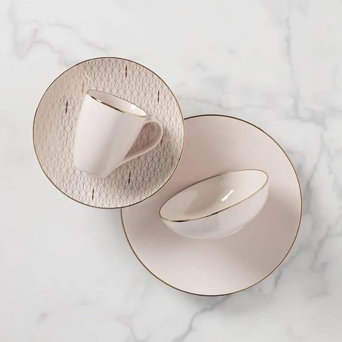 4-Piece Place Setting 5.50 LB Dishes and Plates Sets Round Dinnerware Set Plate Bowl Cup Cutlery