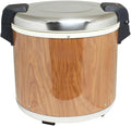 TrueCraftware- 50 Cup Electric Rice Warmer Stainless Steel Hinged Lid and Base with Wood Grain Accented Body- Keep Warm Makes Soups Stews Grains Hot Cereals for Commercial Rice Cooker and Warmer