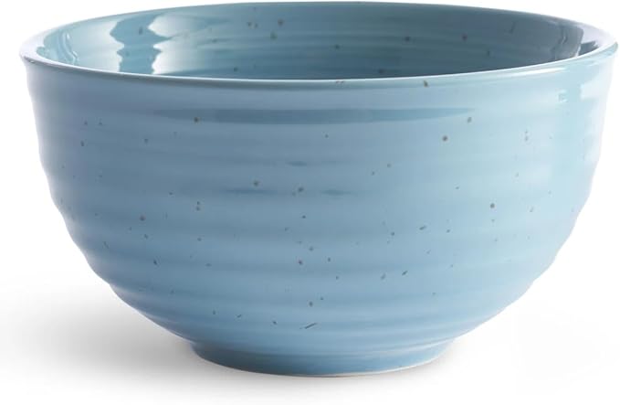 Sango Siterra Artist's Blend 16-Piece Stoneware Dinnerware Set – Service for 4 Ocean Blue Glossy Glaze with Unique Speckled Design for Everyday Dining &amp Entertainment Microwave &amp Dishwasher