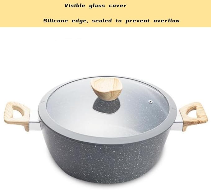 6-Piece Non-Stick Saucepan with Glass Lids and Frying Pan Set Durable and Easy to Clean Suitable for All Stovetops (Grey)