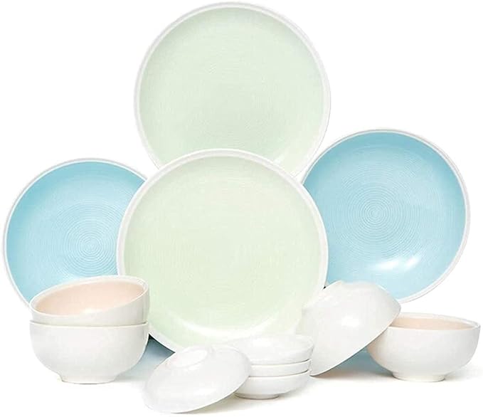 Dinnerware Sets - Luxury Gift Dishes Service Set Ceramic Dinnerware Set Plates/Bowls/Dish 12-Piece Japanese Tableware Porcelain Combination Set Family Party Restaurant