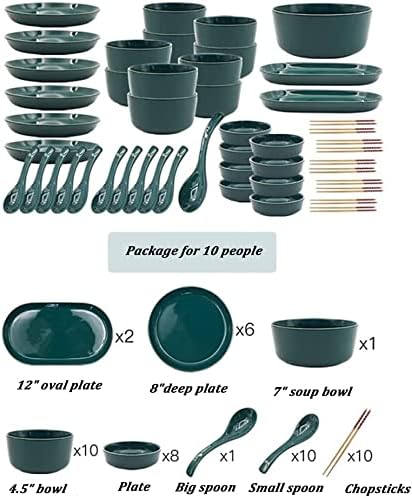 Nordic Light Luxury Emerald Ideas Porcelain Dinnerware Set 48 Piece 10 Person Plate Bowl Set Plate Set