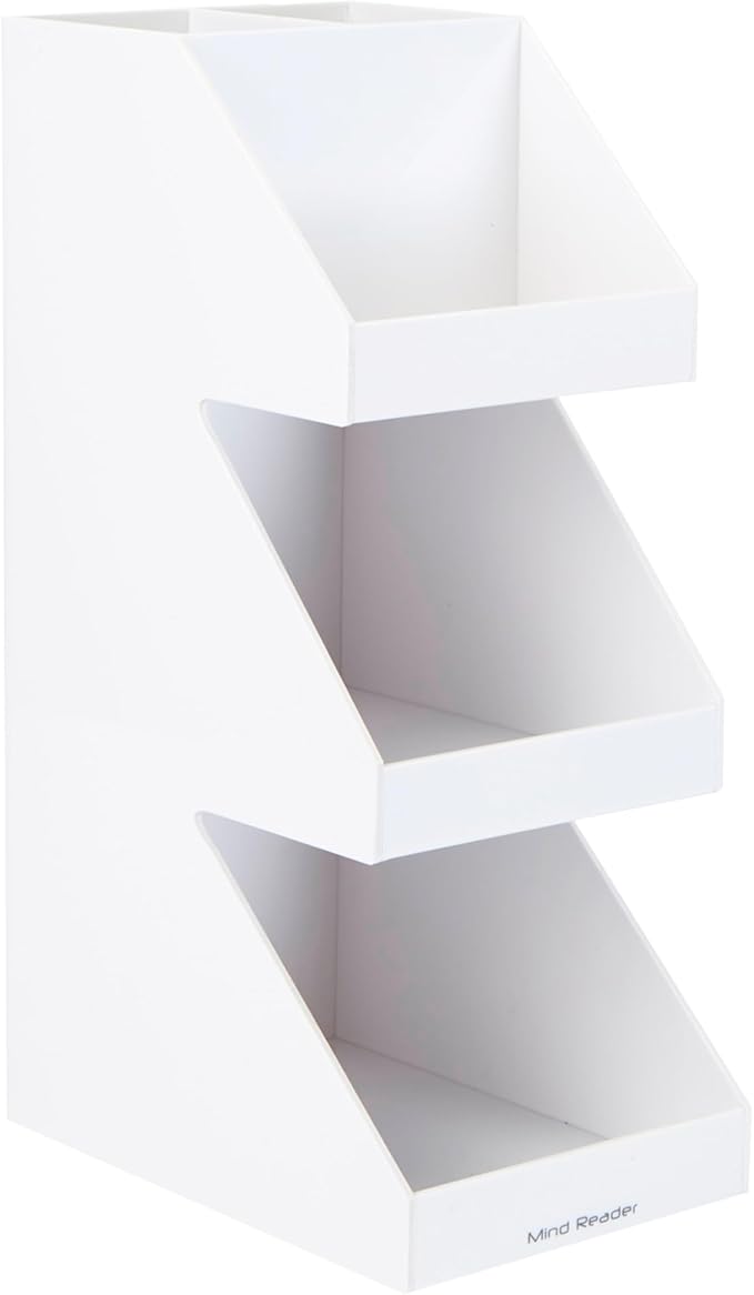 Mind Reader Coffee Tea Utensil and Condiment Station Countertop Organizer Coffee Bar Kitchen 6 L x 9 W x 16 H White (Pack of 2)