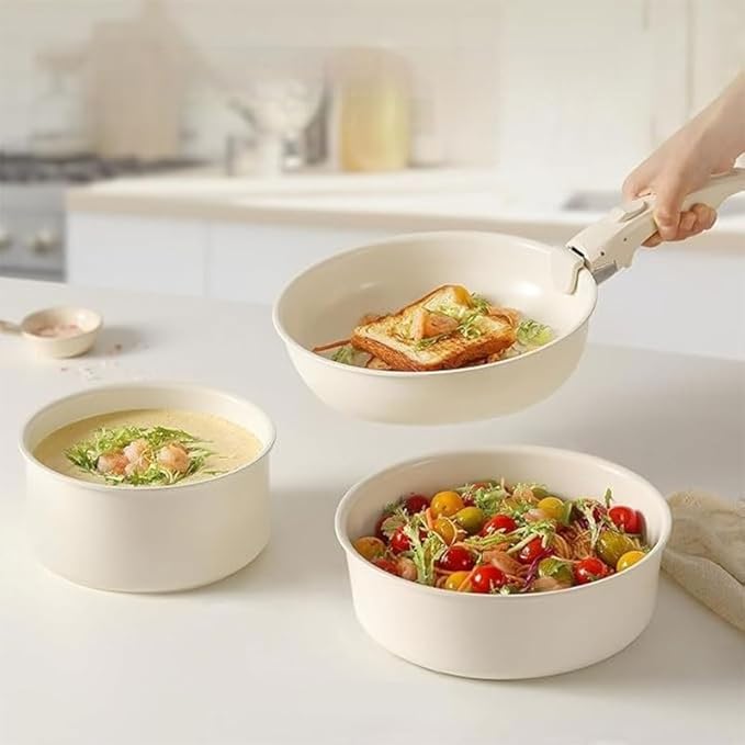Easy to clean 15PCS Detachable Handle Cookware Set Non Stick Pans Woks Soup POTS Kitchen