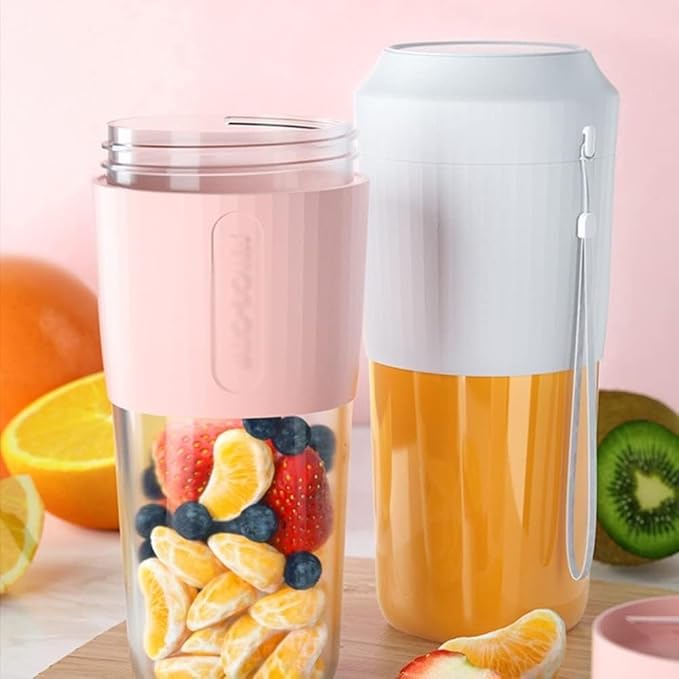 3-Color Handheld Juicer with Cup - Portable Personal Blender for Smoothies and Shakes Rechargeable BPA-free 600g 110-240V(Pink)