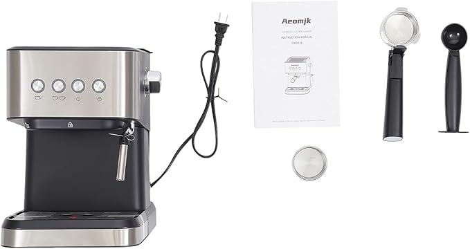 Semi Automatic Espresso Machine1050w 1.5l Small Drip Coffee MachineSmart Semi-Automatic Coffee Machine With Milk FrotherWater Markings15-20barSpoon&ampTamper For HomesOfficesCafes