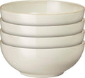 Denby - Linen Cream White Coupe Cereal Bowls Set of 4 - Dishwasher Microwave Safe Crockery - Ceramic Stoneware Tableware Natural Tones - Bowls For Soup