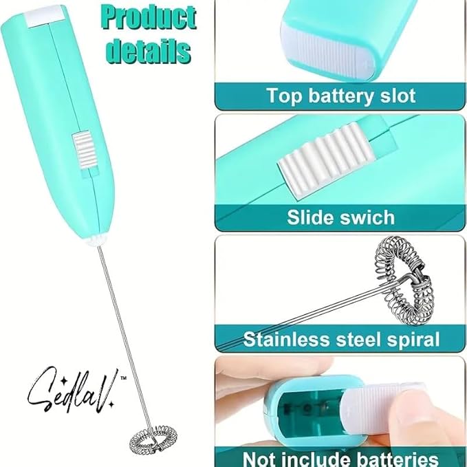 SEDLAV Handheld Battery-Operated Epoxy Resin Stirrer and Electric Tumbler Mixer Blender with Stainless Steel Shaft - Ideal for Crafts DIY Glitter Tumbler Cups and Artistic Creations