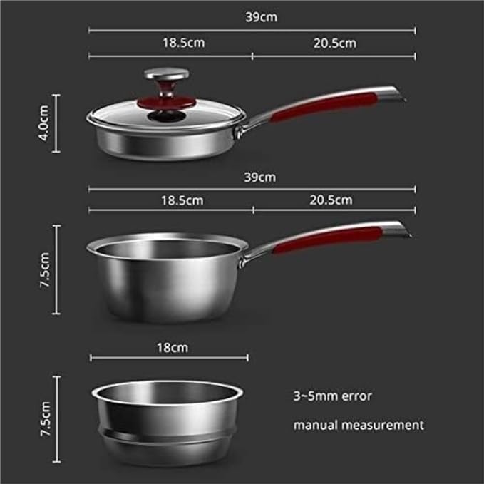 Pots and Pans Set Kitchen Pan Set Breakfast Pots for Kitchen Frying Pan Stainless Steel Cooking Pots Nonstick Cookware Sets Kitchen Cooking Set