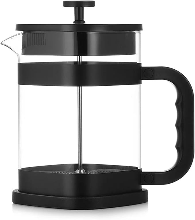 1000ml Square-shaped French Press Pot Durable Glass Coffee Machine With Stainless Steel Fine Mesh Filter Household Tea Kettle(Black)