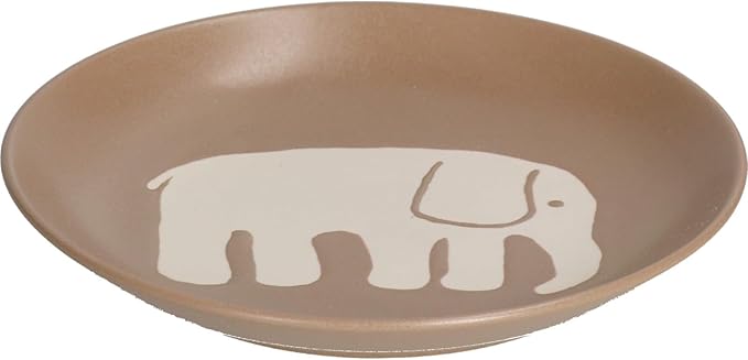 Finlayson FIN141-255 Elephanty Pattern Medium Plate Plate Diameter 5.5 inches (14 cm) Miscellaneous Goods Scandinavian Tableware Women's Present Mother's Day Mocha Brown Made in Japan