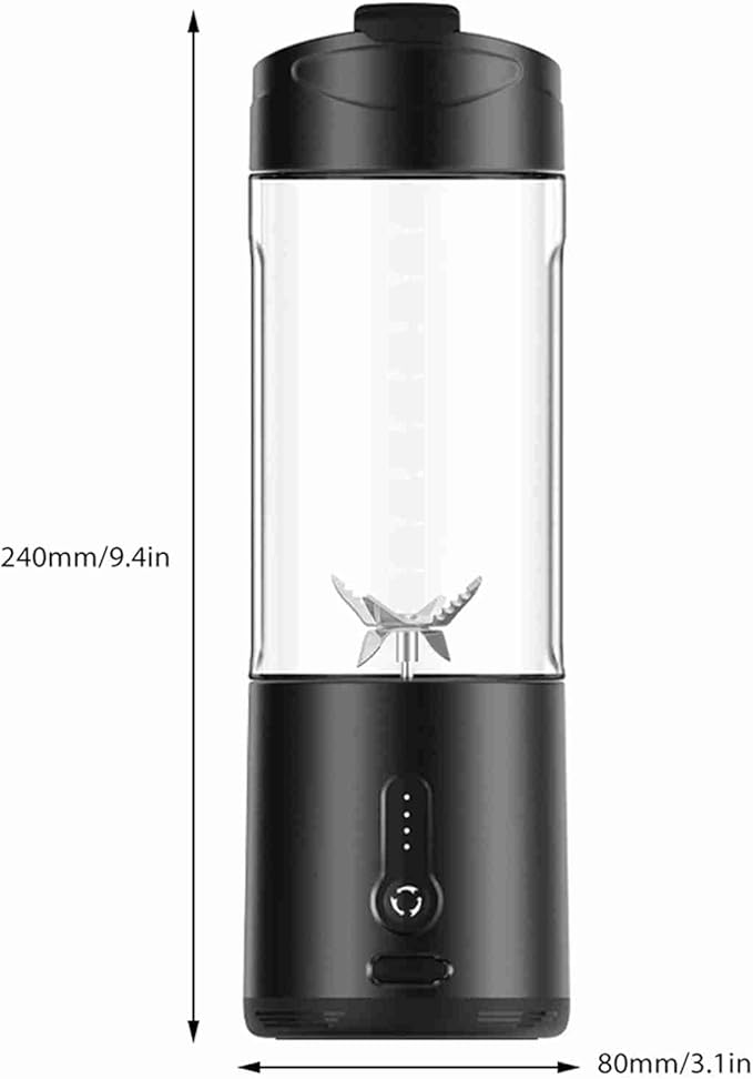 Alomejor Powerful Motor Electric Juicer Blender 22000rpm Portable USB Rechargeable Cup with 6 Blades for Sports Travel