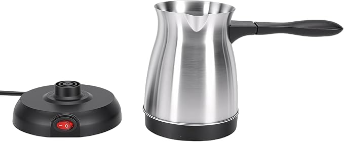 Ymiko Electric Turkish Coffee Pot Stainless Steel Manual Brewing Coffee Maker with Adjustable Steeping Time and Temperature for Home Travel Office