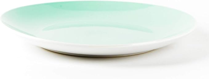 Stoneware Coupe Shape 16pc Dinnerware Set Outside White + Inside Teal