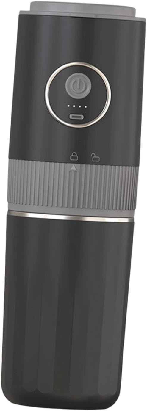 Compact and Versatile Portable Electric Coffee Maker with Coffee Grinder Dripper and Cup for Home Fishing and Outdoor Use Black