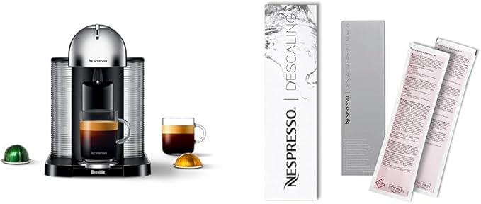 Nespresso Vertuo Coffee and Espresso Maker by Breville Chrome Descaling Kit