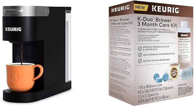 Keurig K- Slim Single Serve K-Cup Pod Coffee Maker Multistream Technology Black &amp K-Duo 3 Month Care Brewer Maintenance Kit