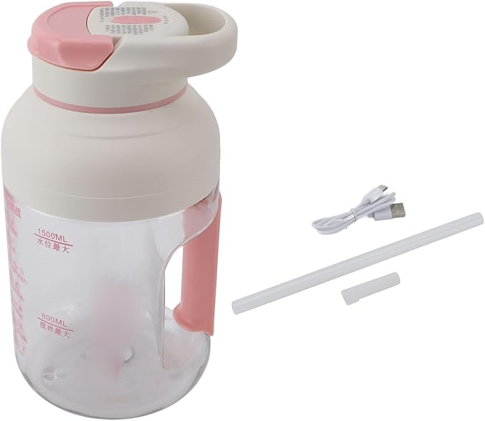 Focket Juicer Machine 800 Ml Cordless Portable Blender with 3000 mAh Battery for Office Travel Kitchen Gym (PINK)