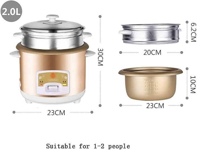Rice Cooker Household Non-Stick Rice Cooker Warm Function One-Key Cooking for 1-5 People (2L) ()