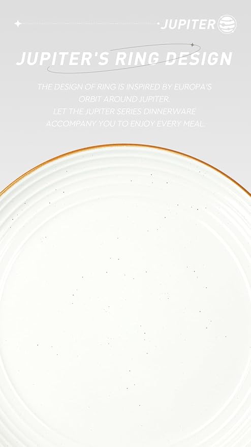Famiware Jupiter Plates and Bowls Set with Coffee Mugs Set 16 Pieces Dinnerware Sets White