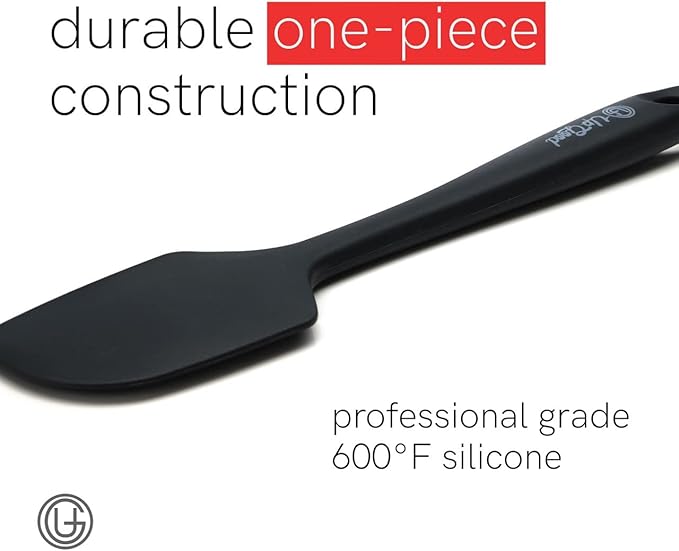 UpGood Silicone Spatula Set 600°F - High Heat Resistant Nonstick Small and Large Kitchen Spatulas - Flexible BPA Free Professional Grade Cookware - Utensils for Cooking Baking Mixing(4 Pcs Black)