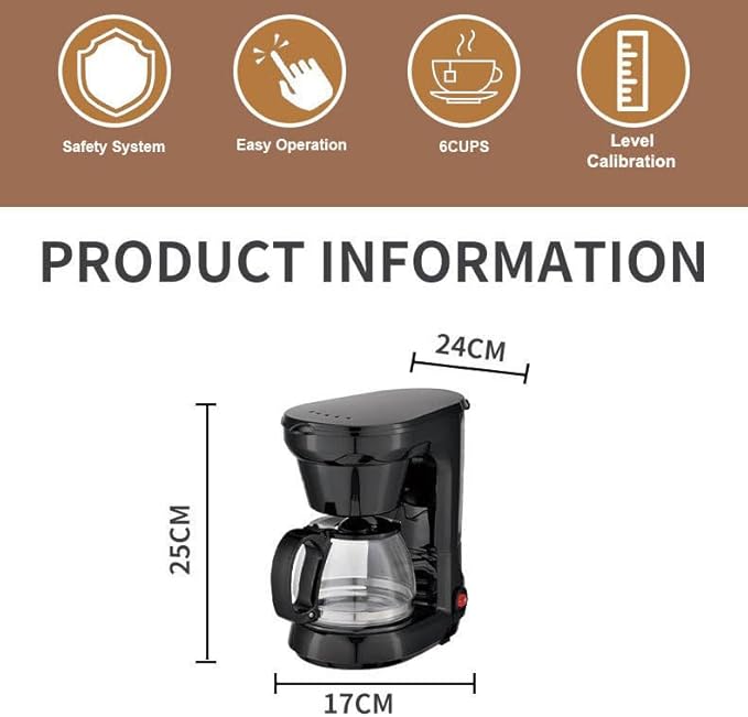 6-Cup Coffee Maker Automatic Espresso Machine Built-in Grinder No Coffee Pods Required Black and Stainless Steel
