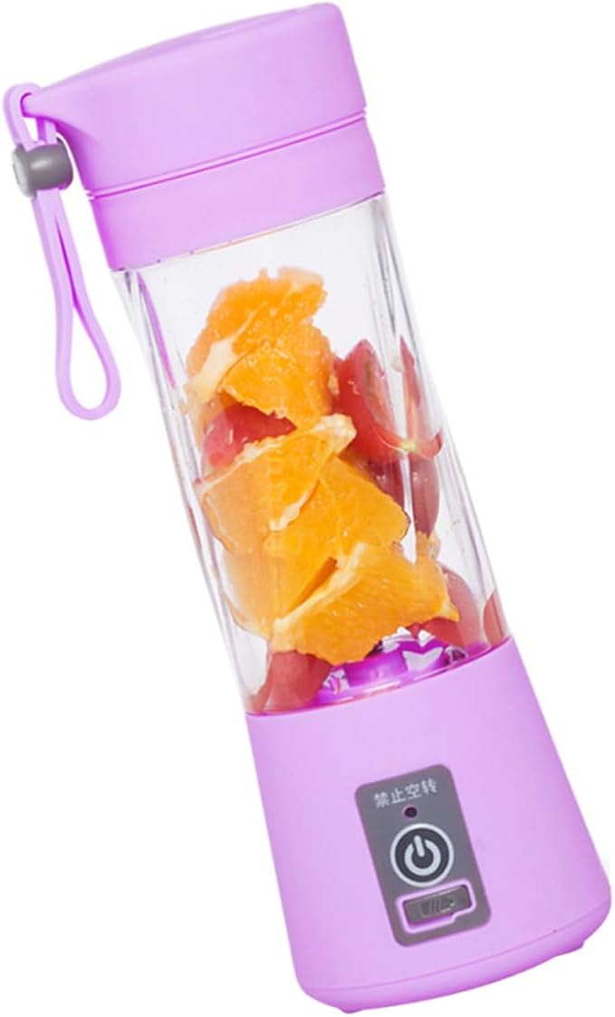 Portable Usb Rechargeable Mini Juicer with Blades for Fruit Blending Travel and Home Use Purple