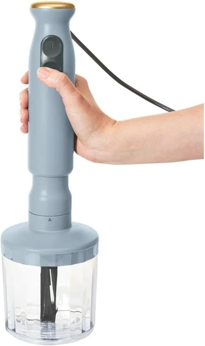 Cordless Hand Blender with 2-Cup Chopper Whisk &amp Large Measuring Cup Perfect for Cooking Smoothies Sauces Purees and Meal Prep (Cornflower Blue)