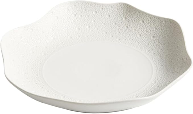 Thcbme 白色异形不规则盘子菜盘家用水果盘汤盘 Ceramic Dish Set 凉菜盘特色酒店餐具/Ceramic Dinnerware SetsPlates and Bowls/11.4寸花边六角盘