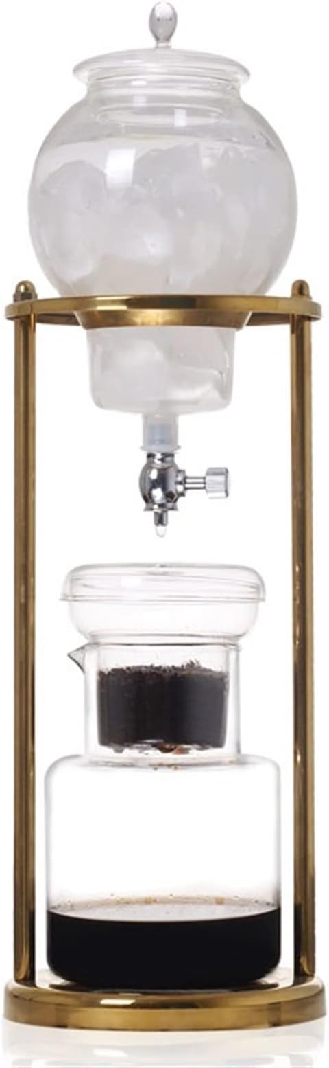 Coffee Carafe Drip Coffee Machine Espresso Cold Drink Machine Coffee Pot Ice Drip Pot Reusable Glass Filter Percolator Tool Convenient(Golden 600ml)