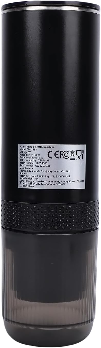 Rengue Portable Maker Stainless Steel 20Bar Pressure Quick Heating Coffee Maker for Travel Outdoor Office Home Use (Black)
