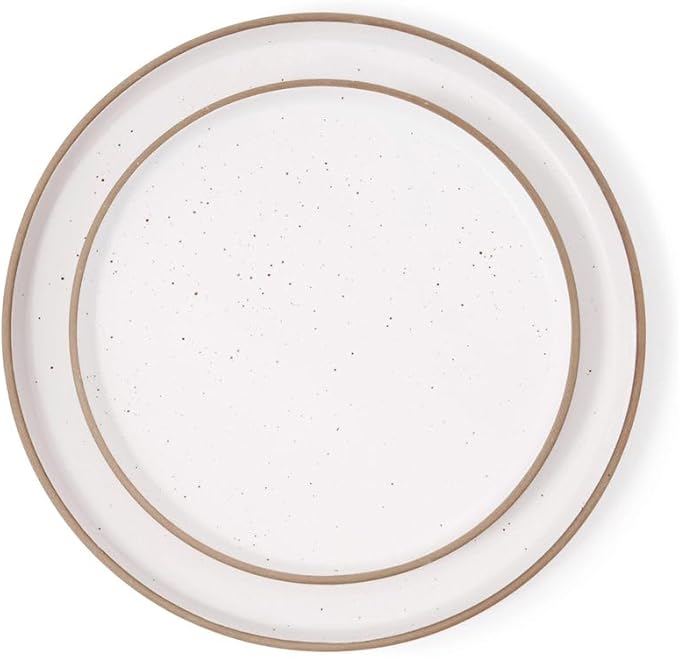 Godinger Inwood White Speckled Stoneware 12-Piece Dinnerware Set – Rustic Glazed Plates and Bowls Service for 4 Microwave &amp Dishwasher Safe