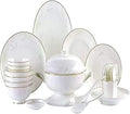 Dinnerware Set Dinner Party Tableware Service Set 48-Piece Dinnerware Set for 10 White Premium Bone China Vintage Gold Pattern Dinner Set Premium Bone China Porcelain Din