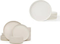 Famiware Dinnerware Set for 4 (12 Piece) and 10 Dinner Plates for 6 - Matte White